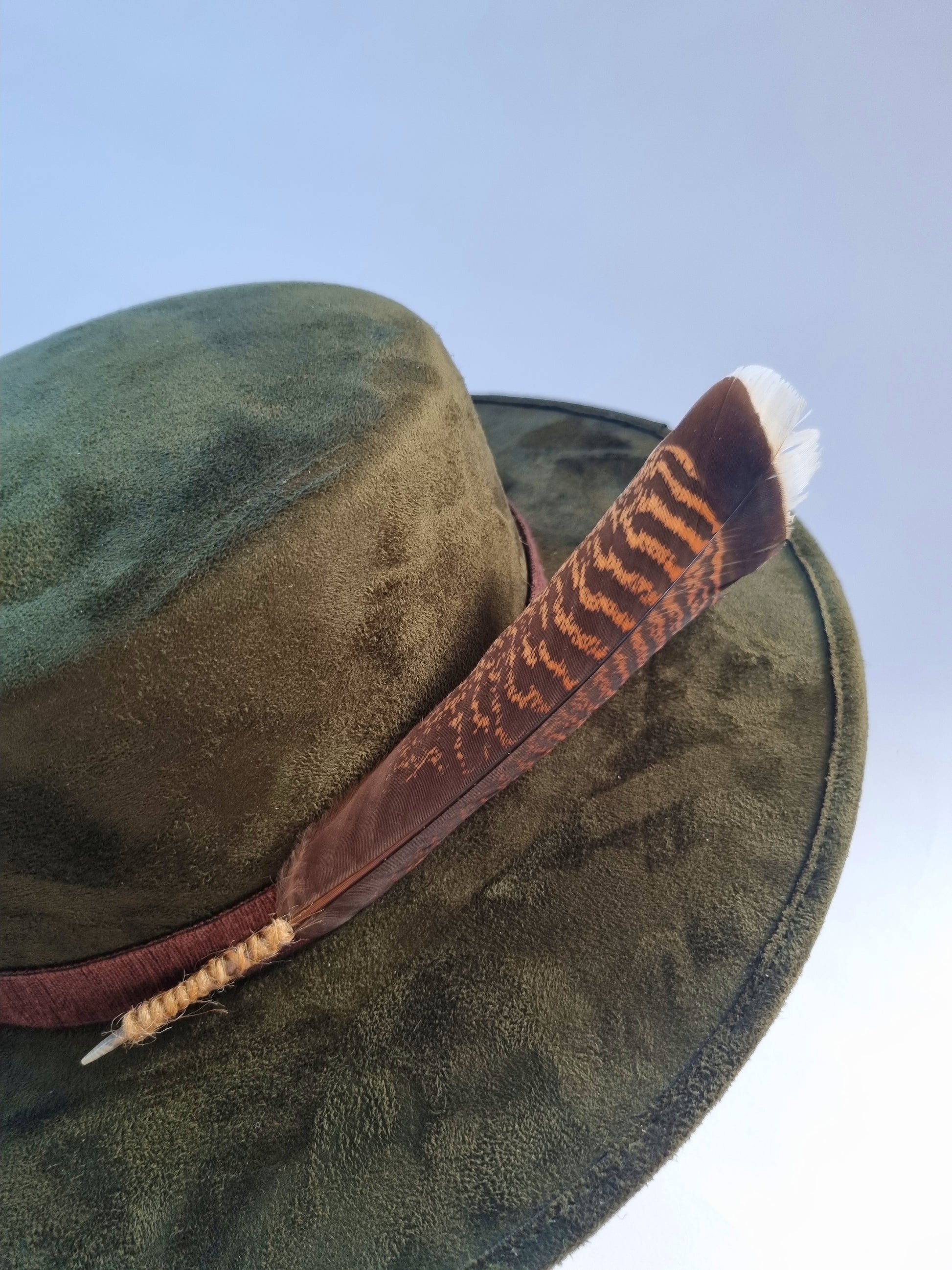 Green Brown Feather - Premium Custom Hat from Blue Monkey - Just $154.95! Shop now at BLUE MONKEY