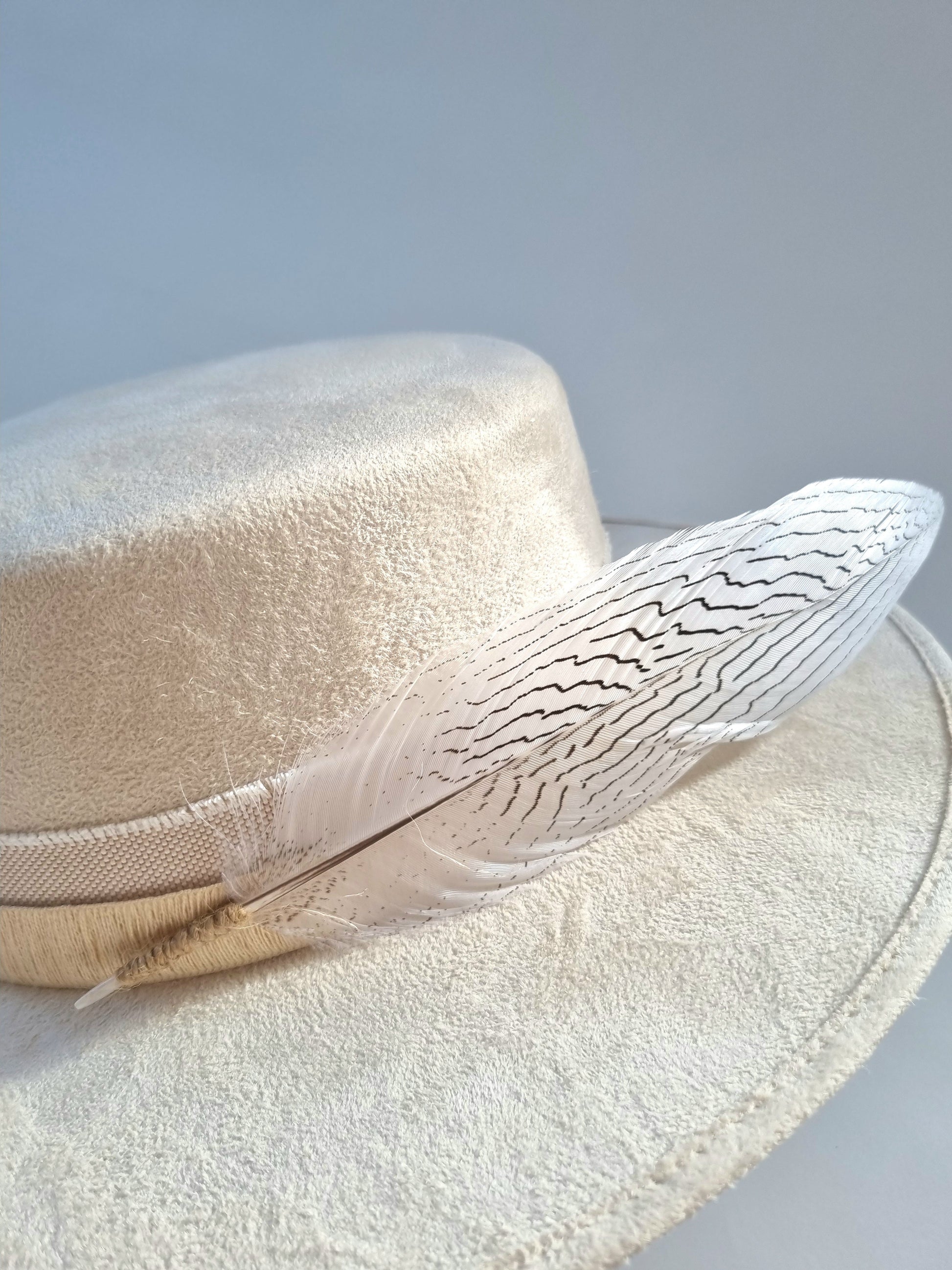 Ivory Feather - Premium Custom Hat from Blue Monkey - Just $159.95! Shop now at BLUE MONKEY