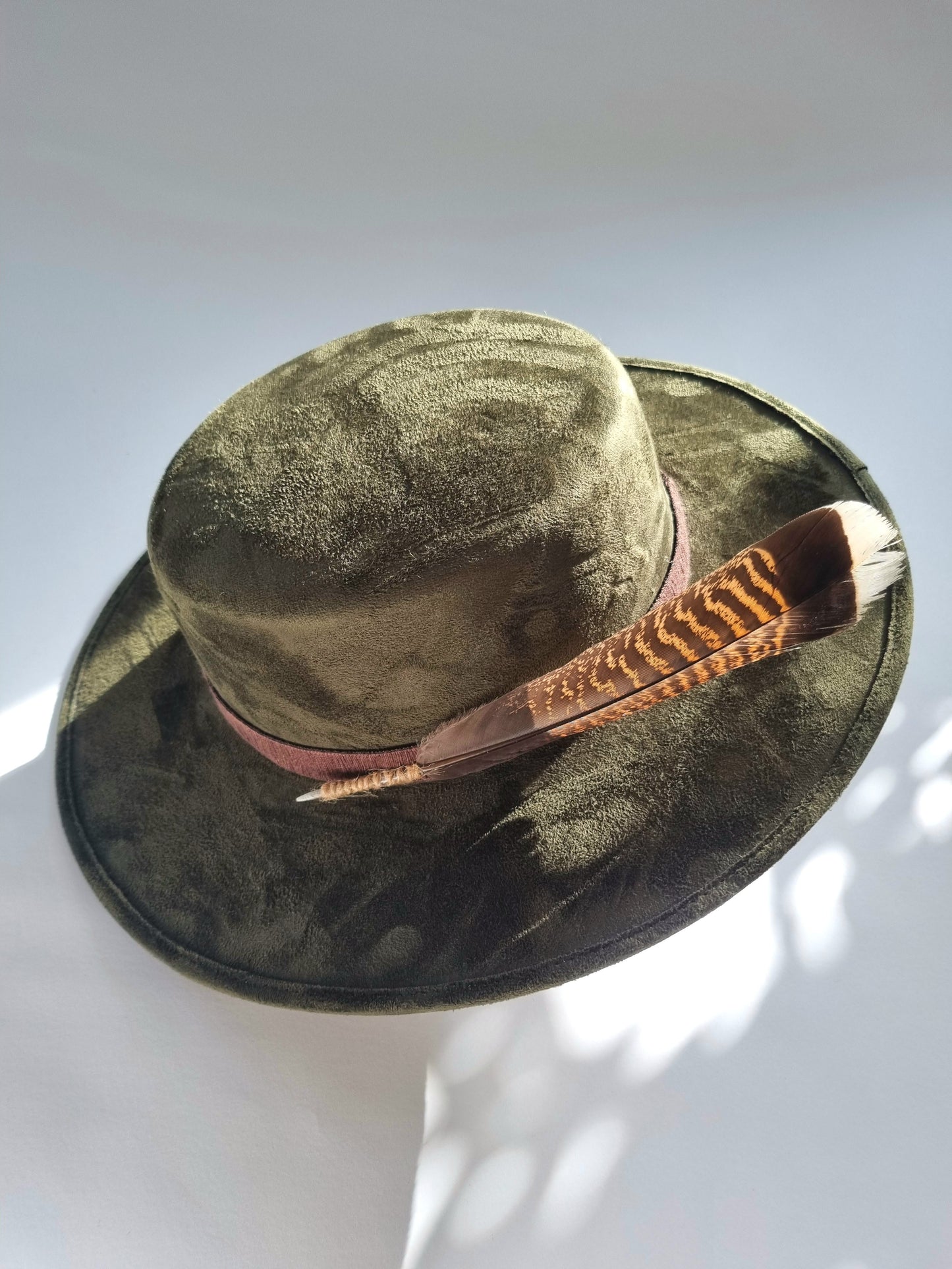 Green Brown Feather - Premium Custom Hat from Blue Monkey - Just $149.95! Shop now at BLUE MONKEY