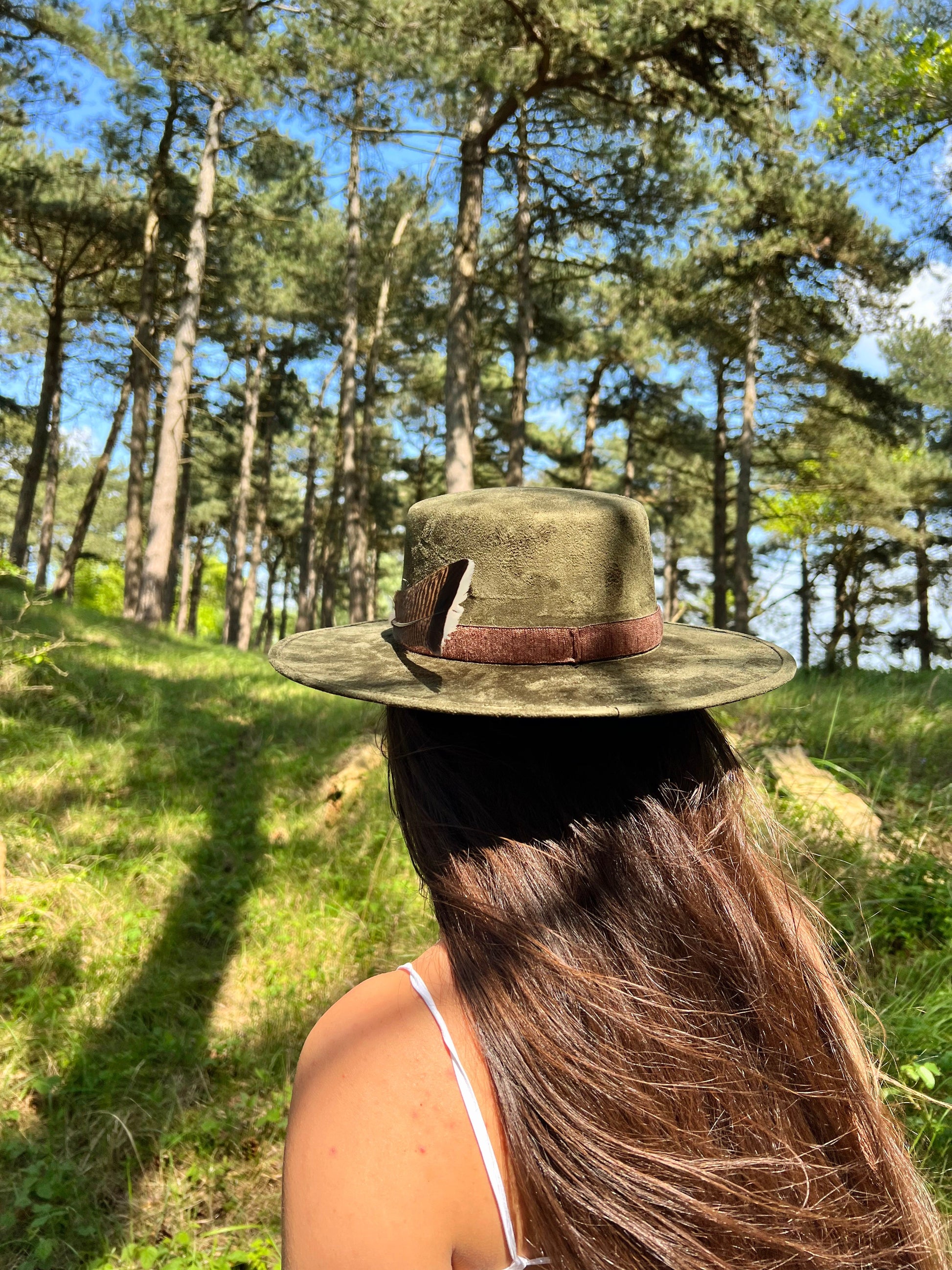 Green Brown Feather - Premium Custom Hat from Blue Monkey - Just $149.95! Shop now at BLUE MONKEY