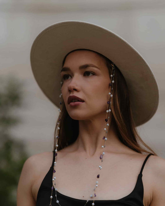 Luna - Wit met dubbele edelstenen ketting | ARDOR collab